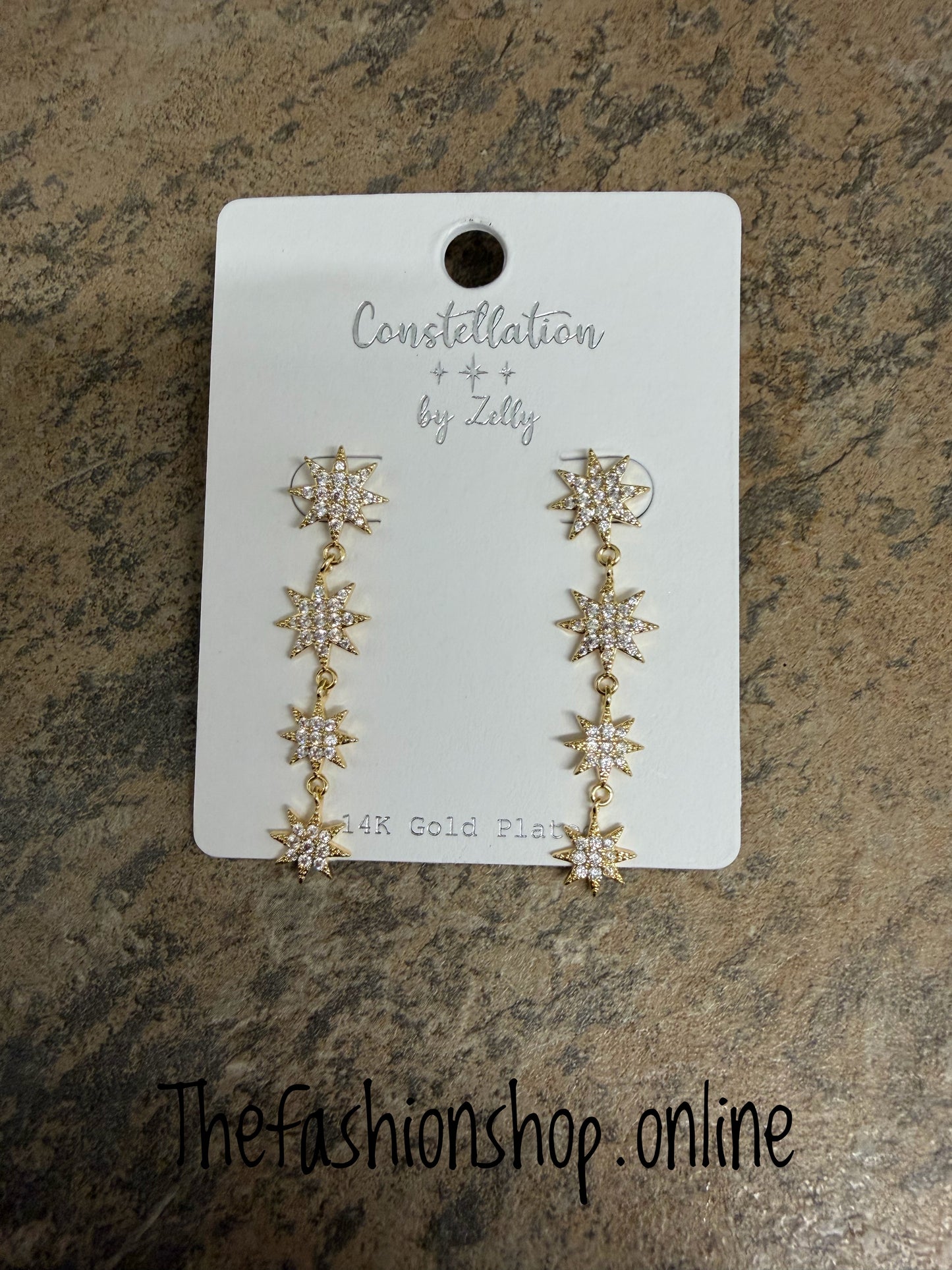 Zelly Gold Stars Drop Earrings