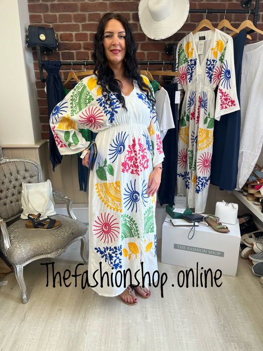 White embroidered tassel dress 8-16