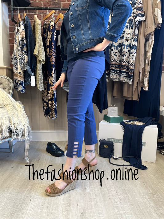 Robell Lena navy trousers 25.5 inch inside leg sizes 12-22