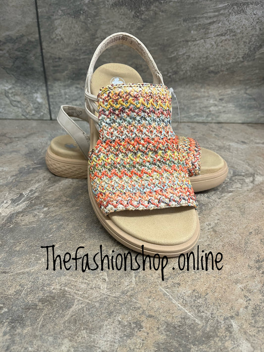 Rieker multi orange sandals sizes 4-9 (37-43)