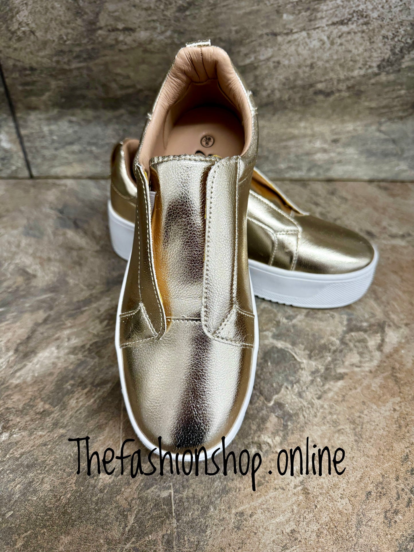 Ella Riva gold slip on trainers sizes 4-8 (37-41)