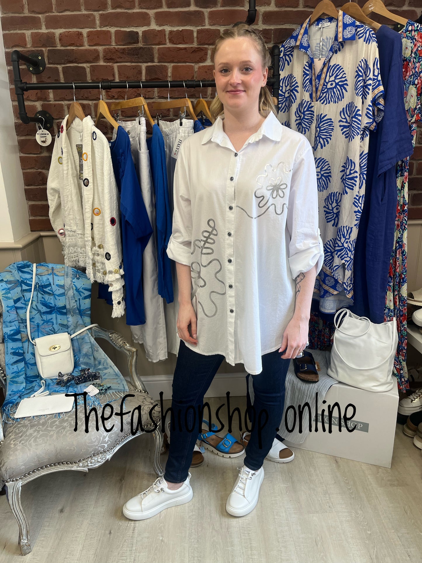 Rebecca white longline shirt 10-18