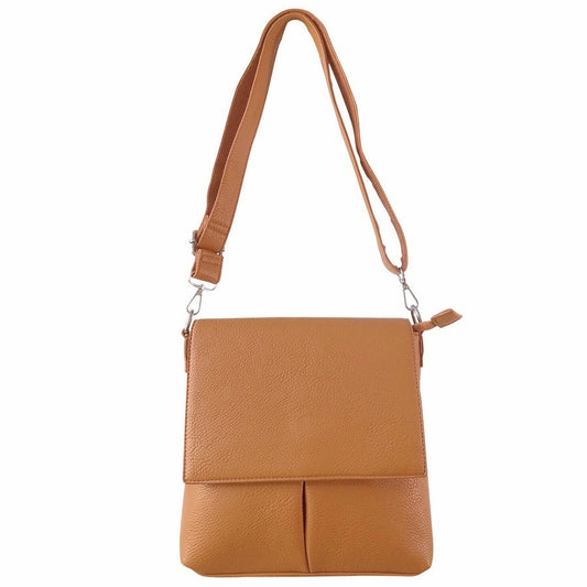 Tamsin Twin Pocket Shoulder Bag in Tan Brown