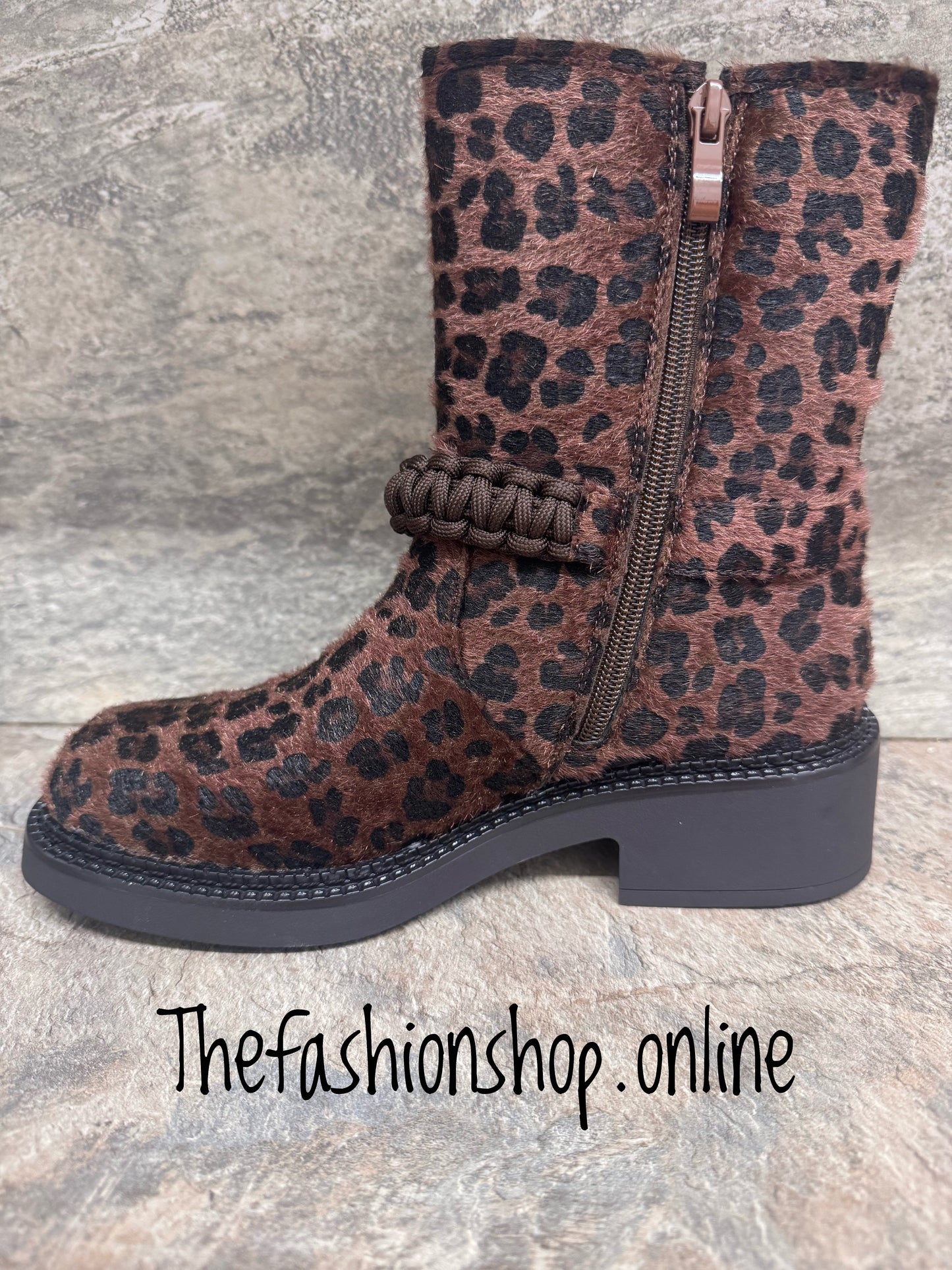 Nina Animal Print biker boots sizes 3-8 (36-41)