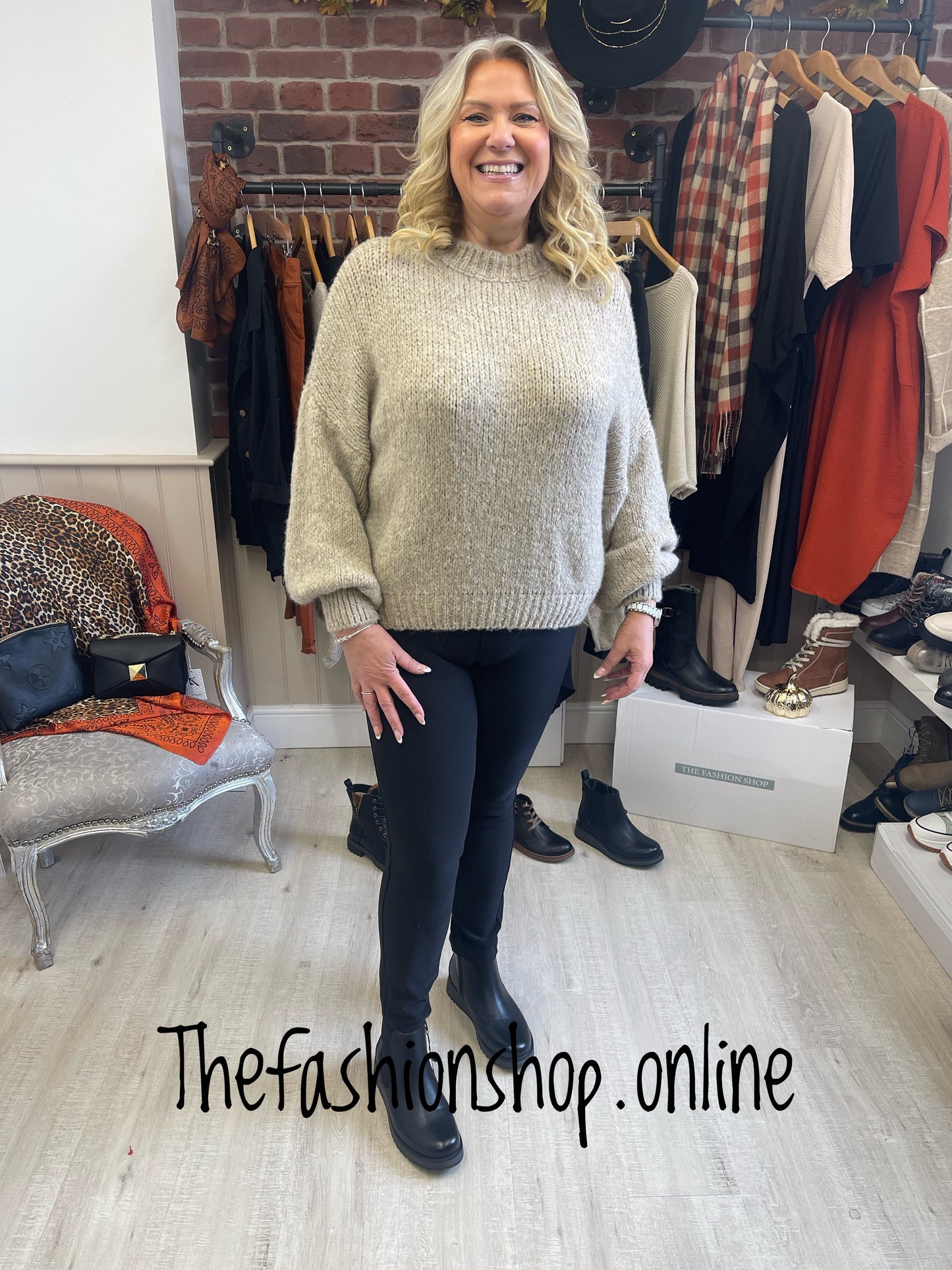 Oatmeal balloon sleeve jumper 10-16