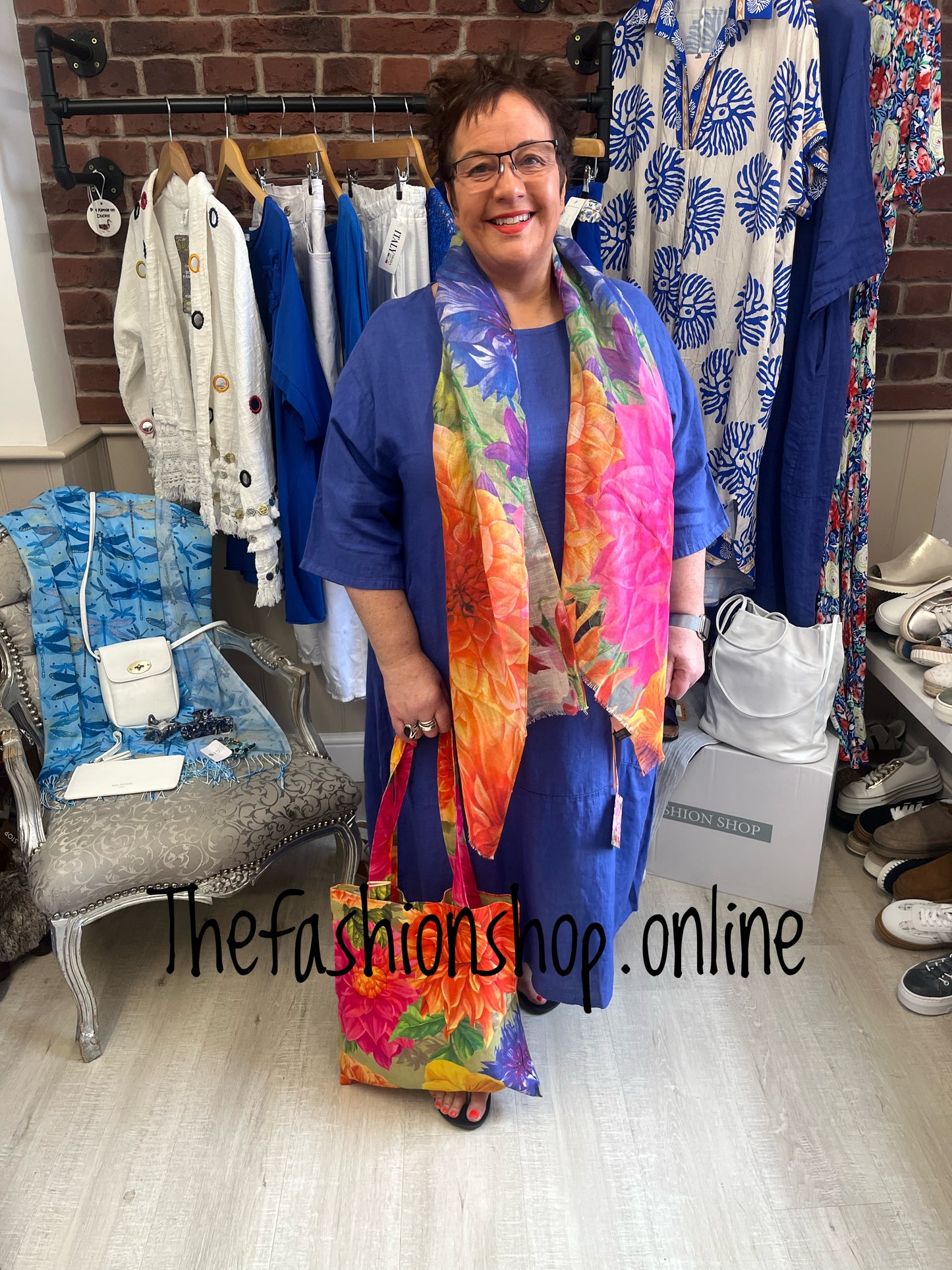 Keira blue cocoon dress with straight hem 16-22