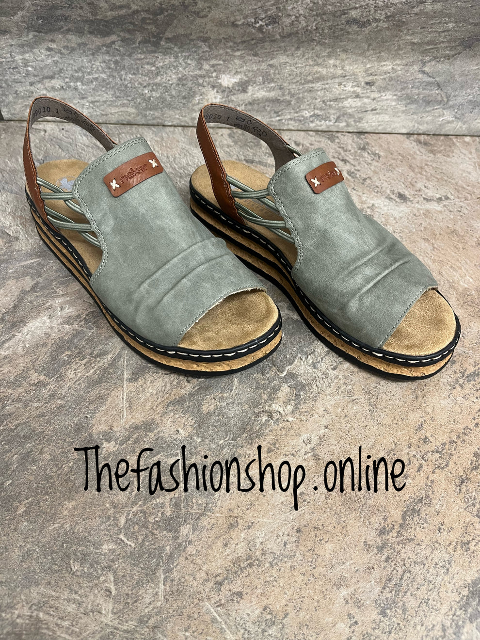 Rieker green wedge sandal sizes 4-8 (37-42)