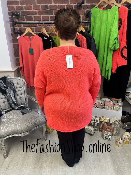 Phoebe coral Amour wool mix jumper 12-20