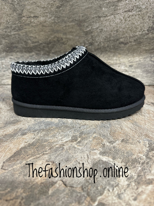 Black braided suede slipper 3-8