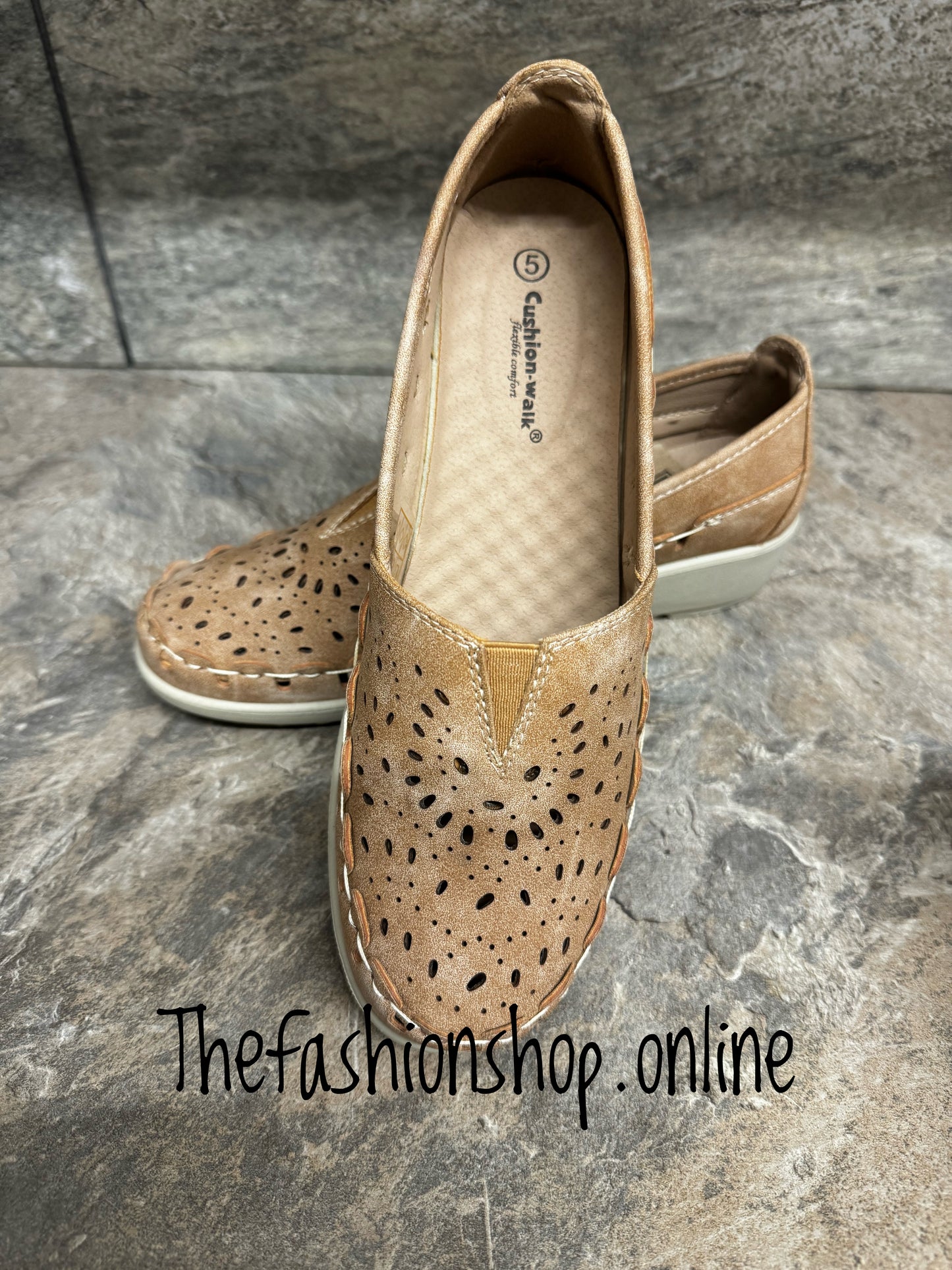 Cushion-walk Lucy camel wide fit summer shoe sizes 3-8