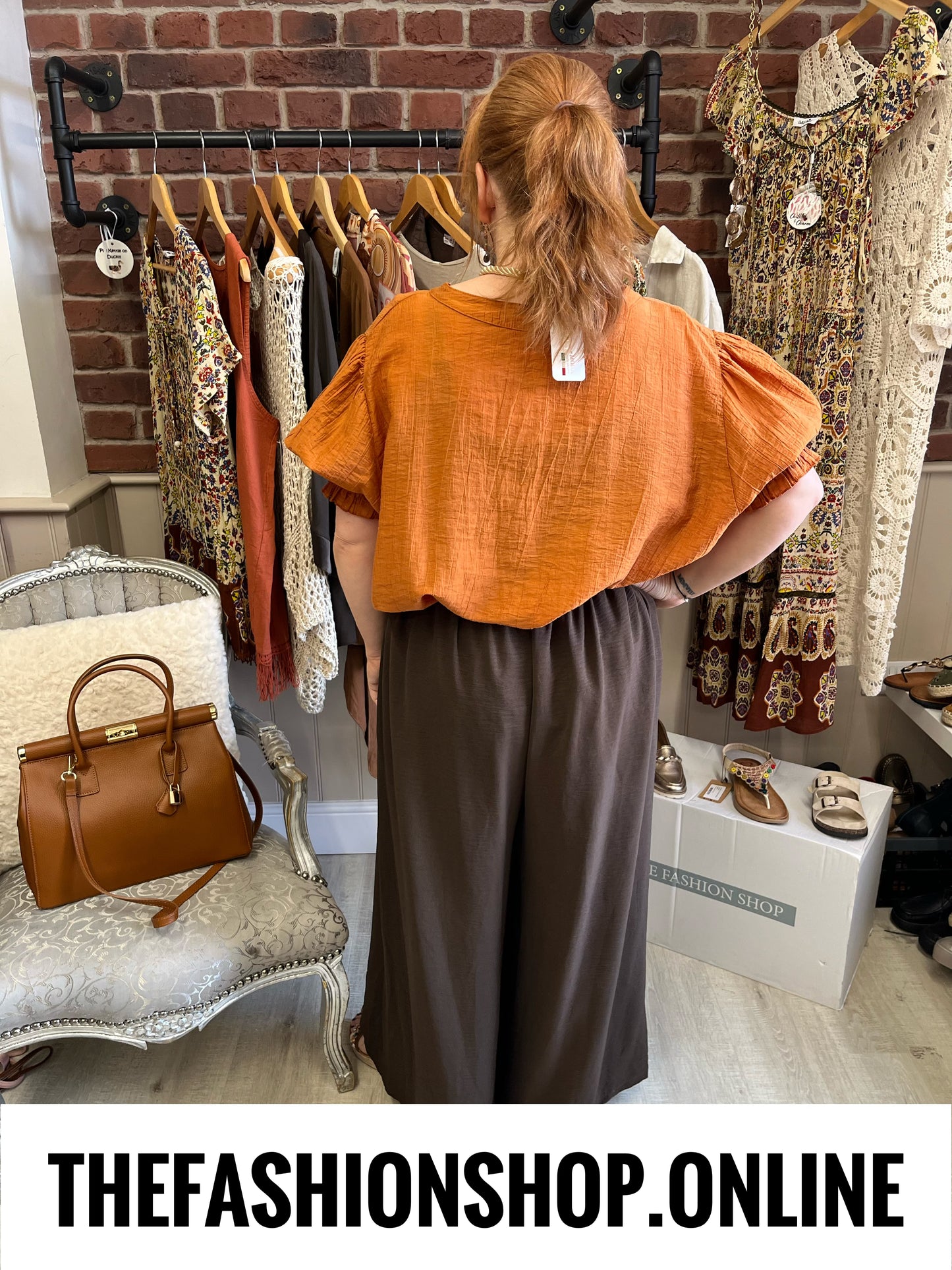 Cleo cinnamon textured top 16-22