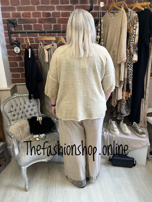 Gabrielle beige floral and lace co-ord 14-18