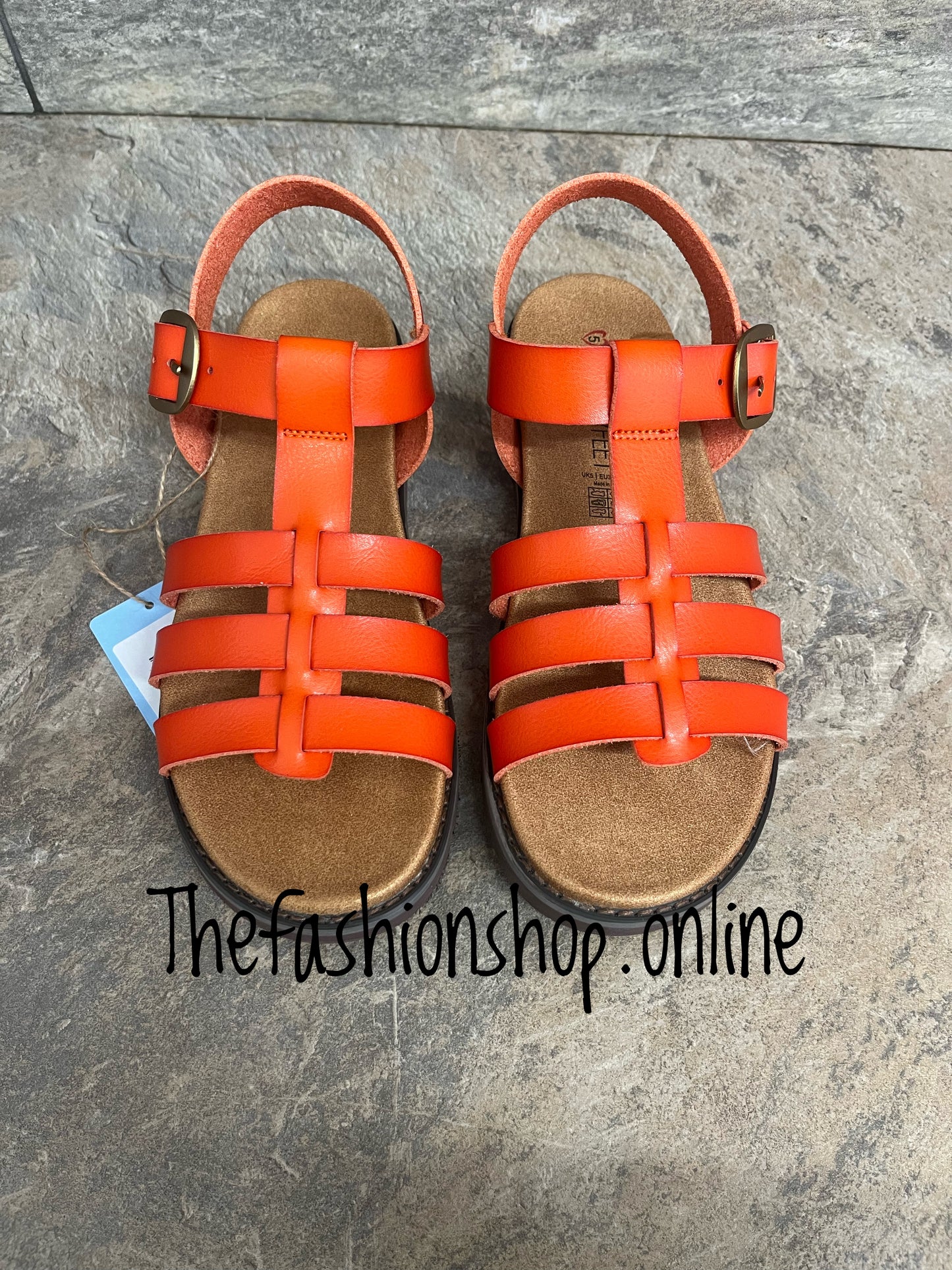Heavenly Feet orange Saltwater sandals sizes 3-8 (36-41)