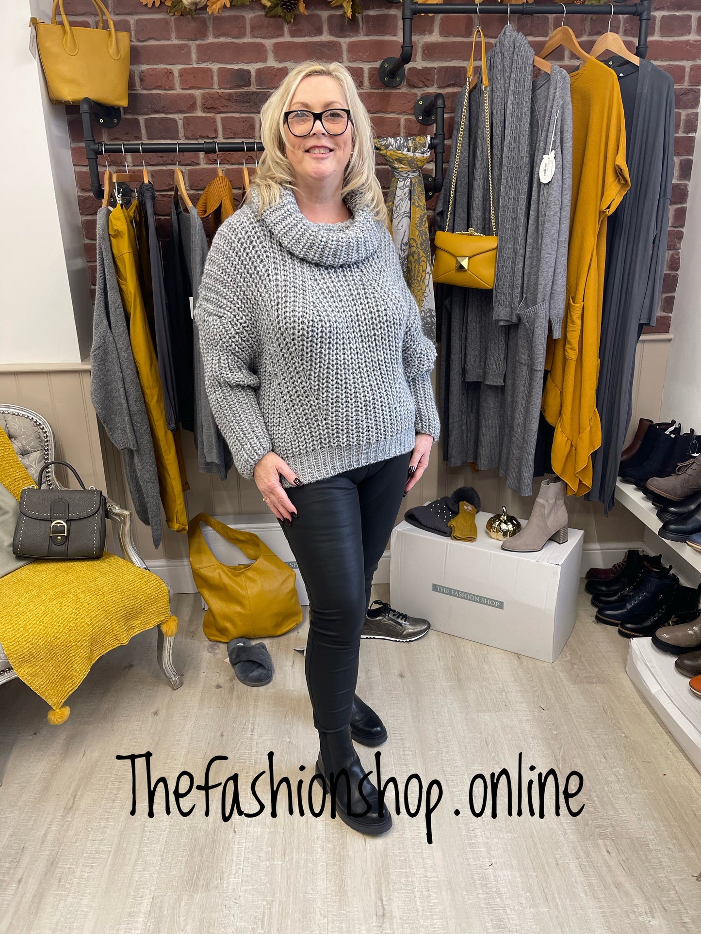 Grey chunky wool mix jumper 10-16