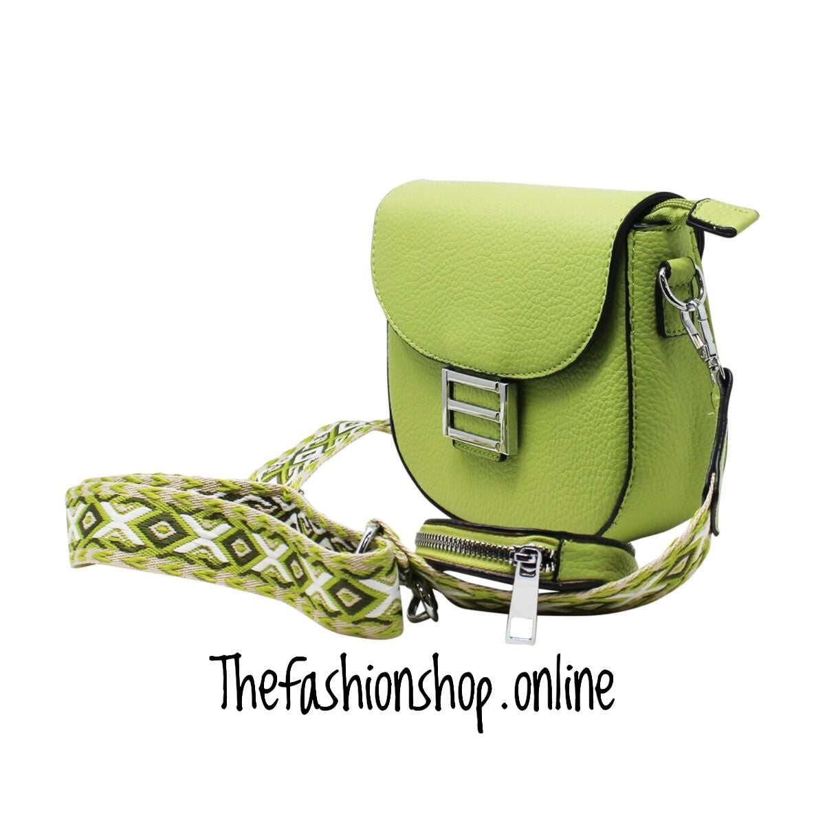 Suzie Saddle Bag with Shoulder strap and coin purse in Lime Green
