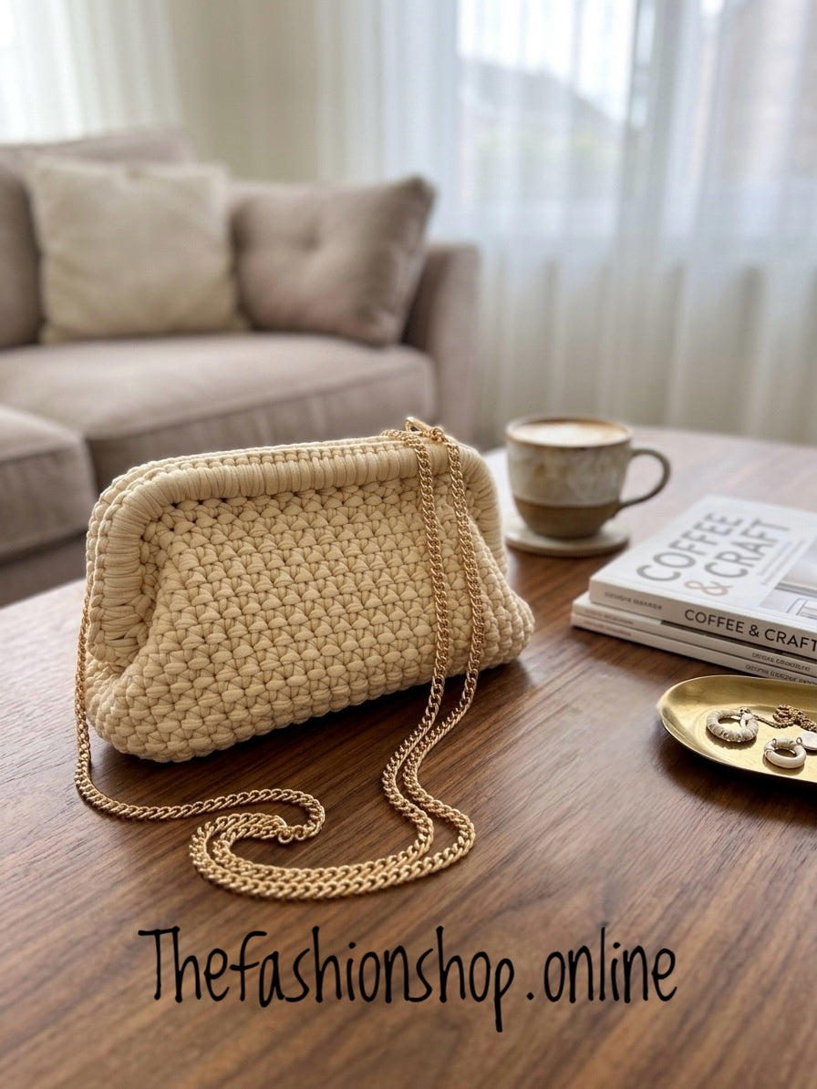 The Willow Crochet Cream Bag
