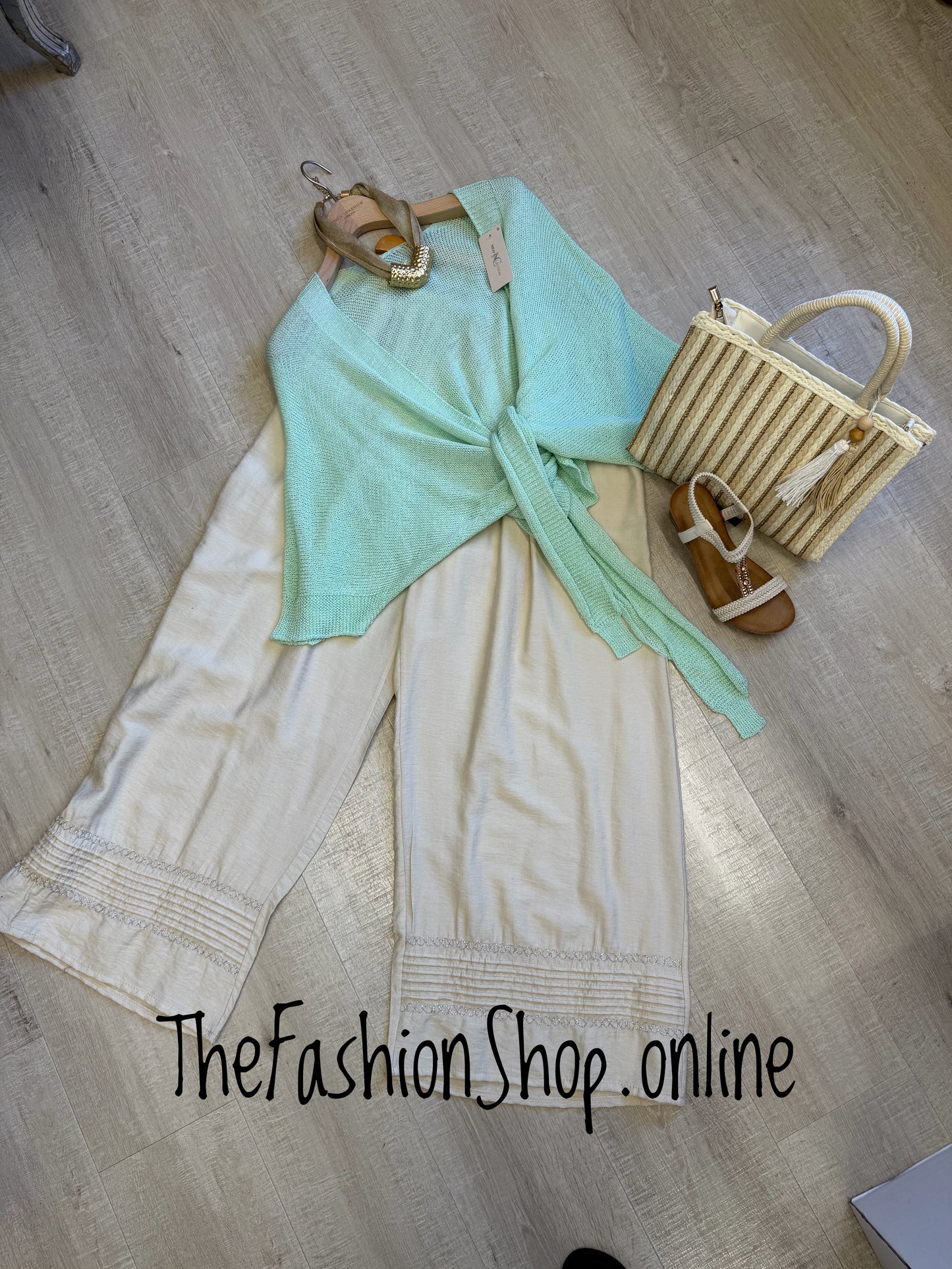Ada mint tie front shrug 12-22