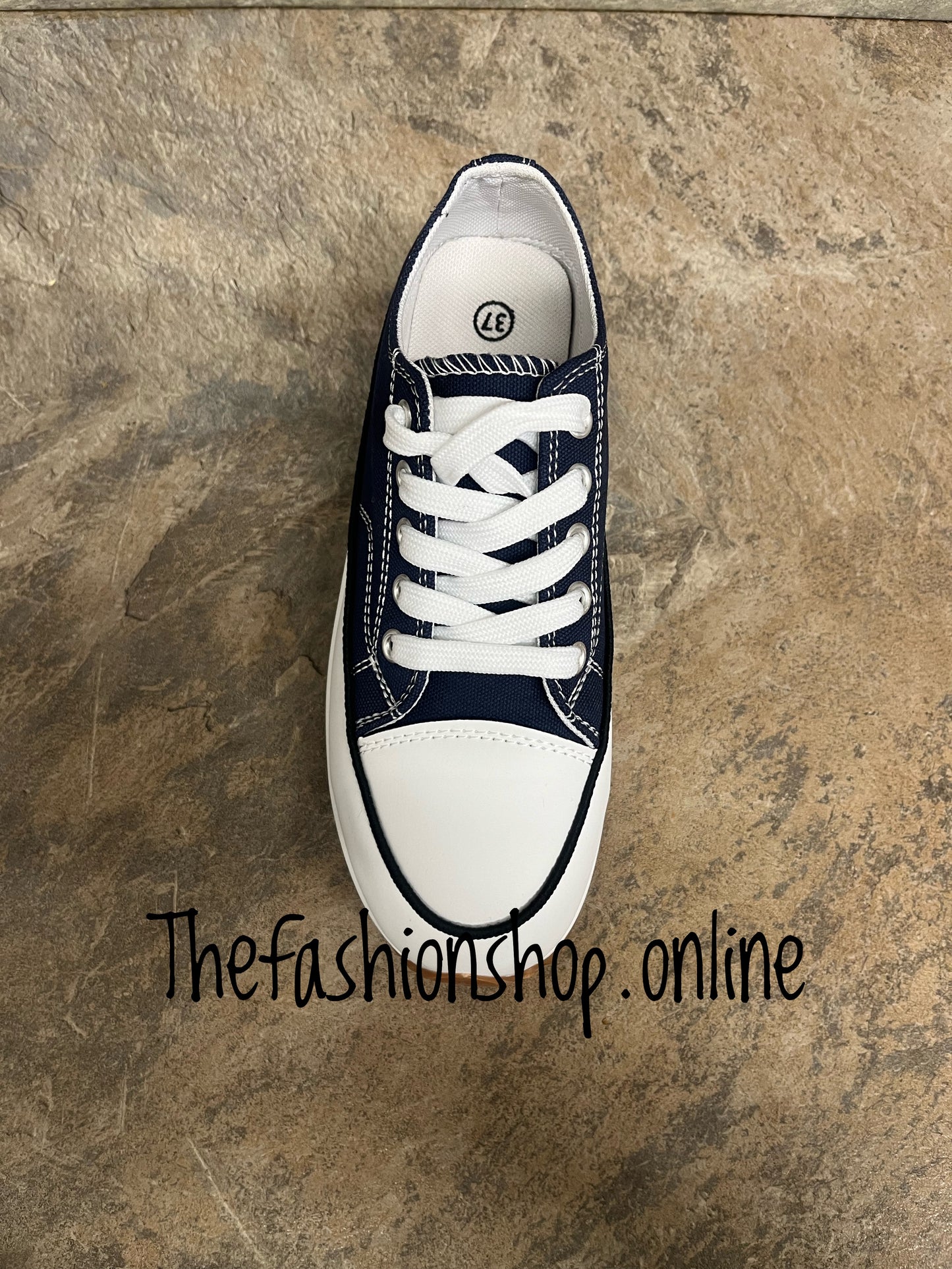 Navy Chunky lace up trainer sizes 3-8 (36-41)