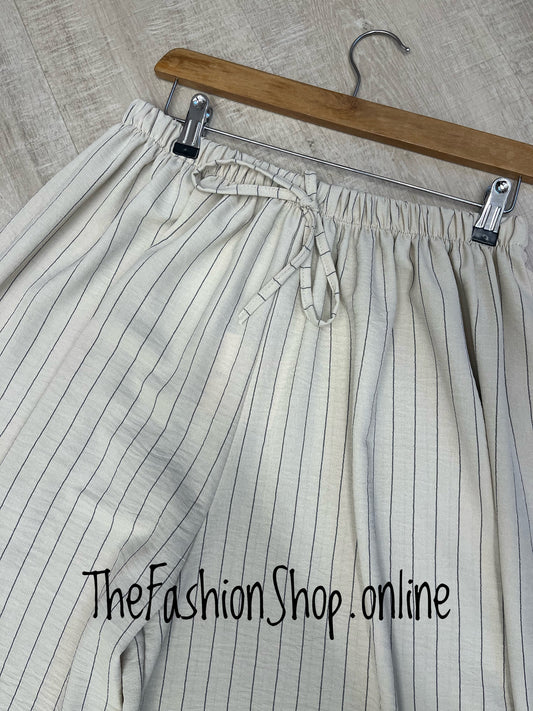 Chloe beige striped wide leg trousers 12-22