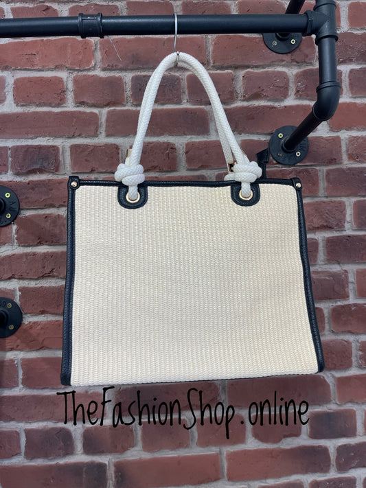 Milan Summer Bag in Cream with Black