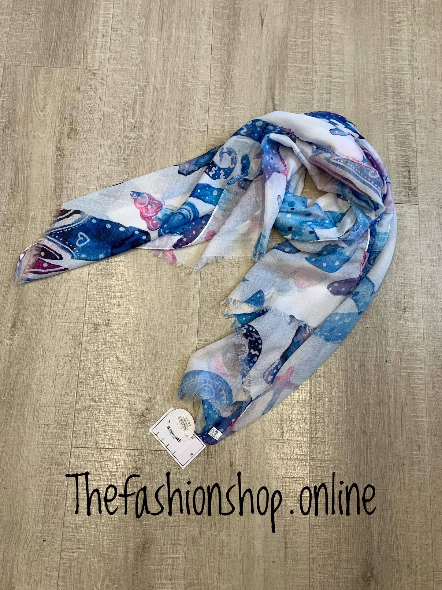 Blue and pink marine scarf
