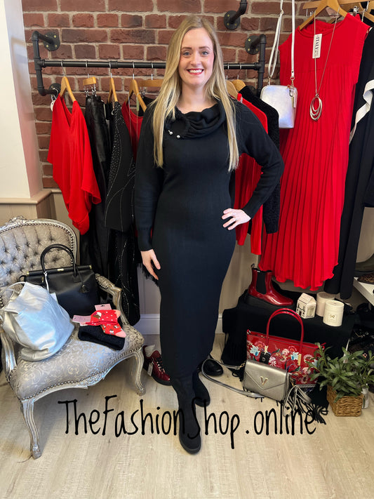 Giselle black cowl neck jumper dress 8-14