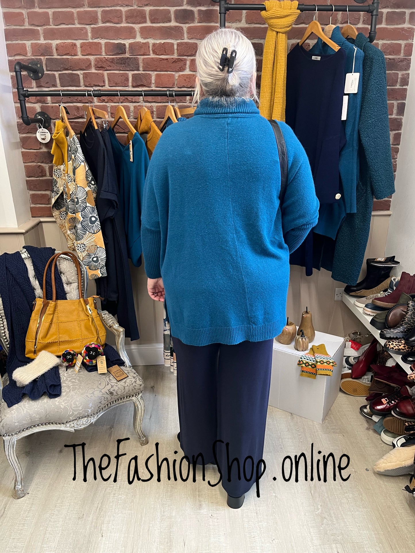 Amelia Teal cable knit polo jumper 12-22