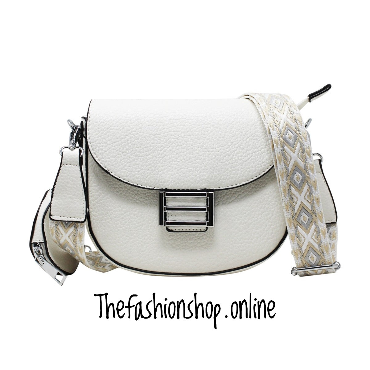 Suzie Saddle Bag with Shoulder strap and coin purse in White