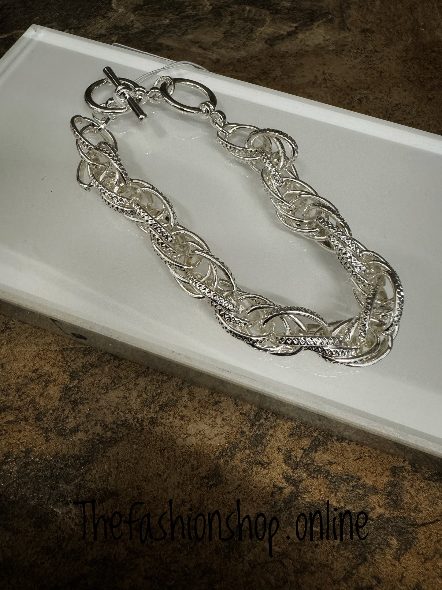 Gracee silver multi chain t bar bracelet