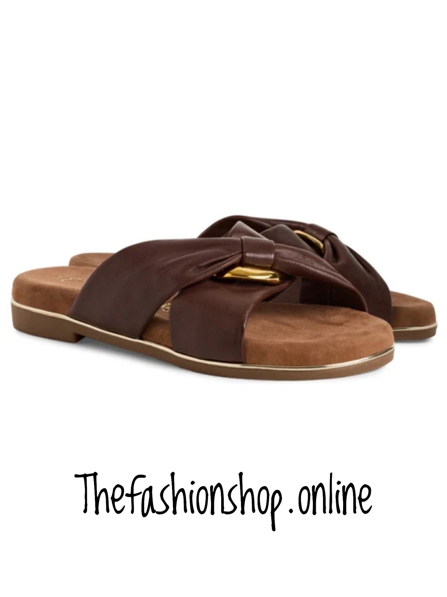 Marco Tozzi mocca brown leather criss cross mules sizes 4-7.5 (37-41)