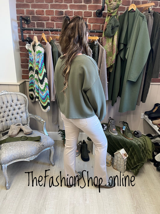 Zena Khaki Notch Neck Sweatshirt 8-14
