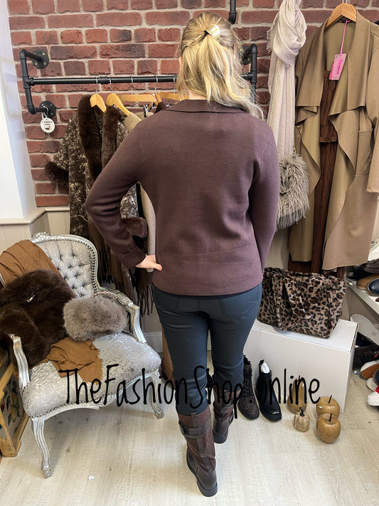 Darcie brown fine knit jacket 8-14