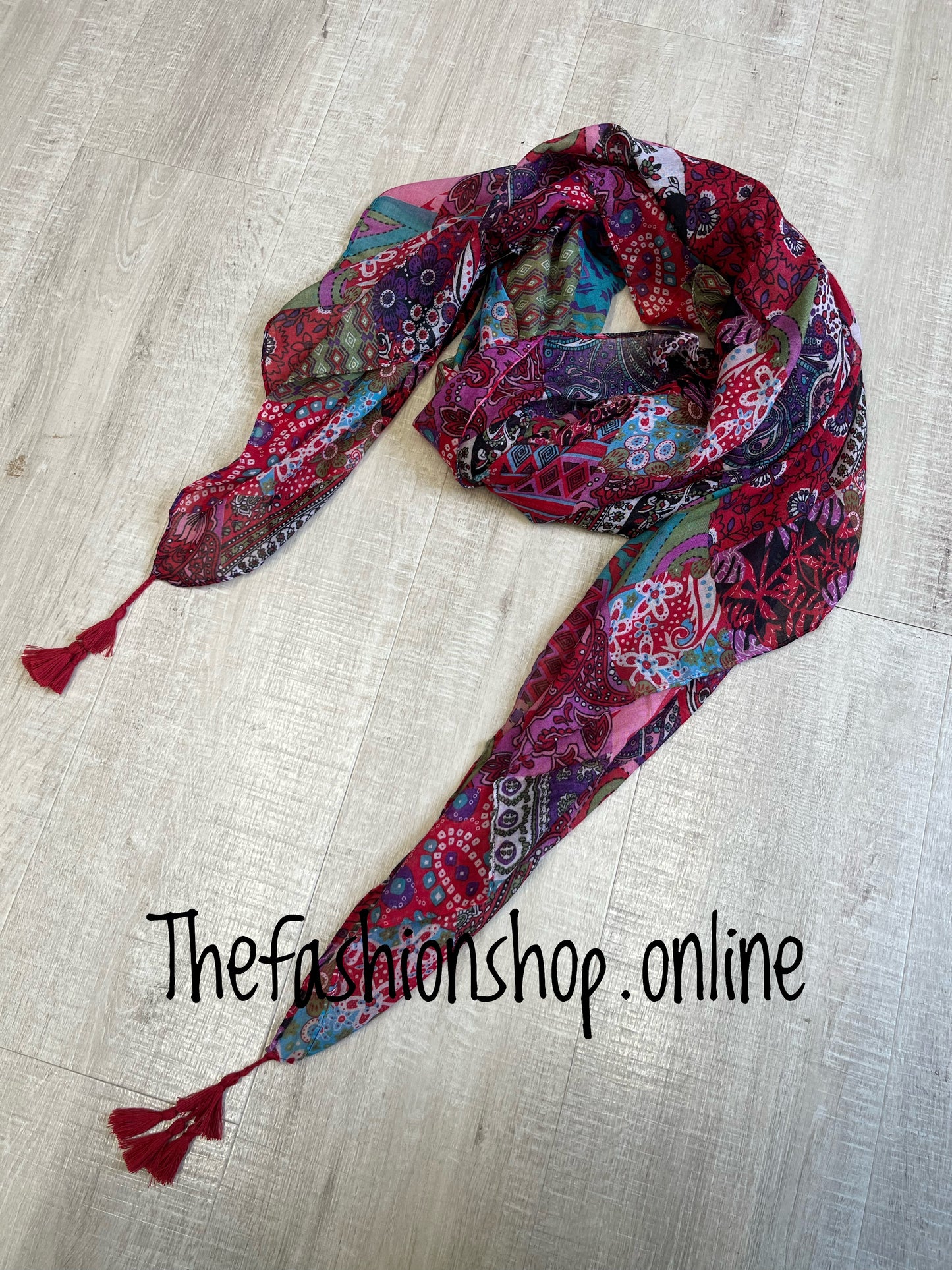 Boho colourful patchwork scarf