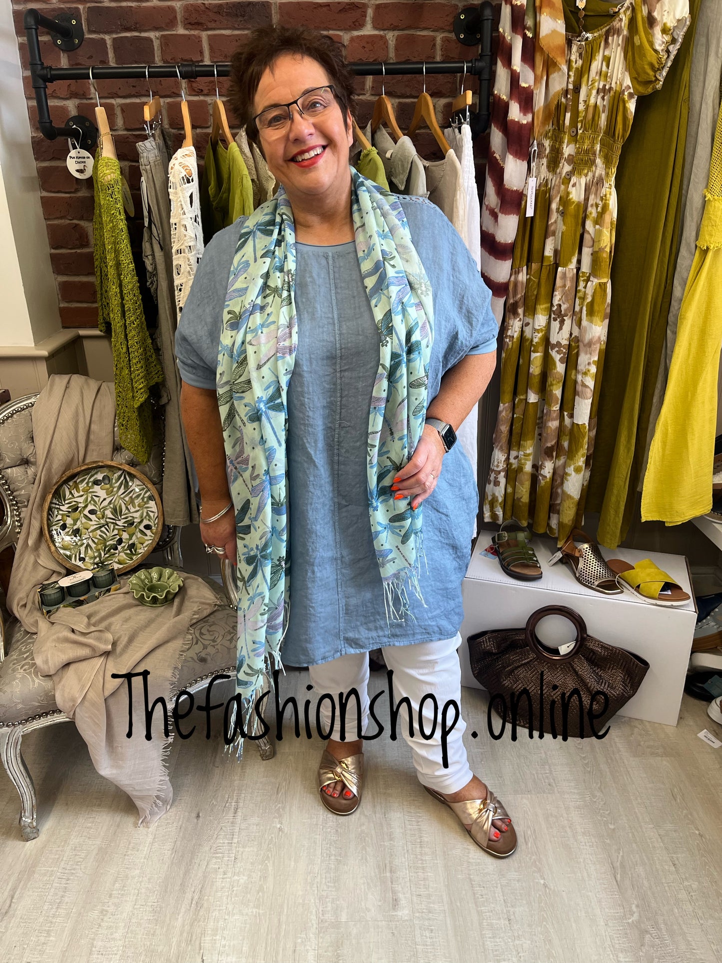 Demi denim blue linen mix tunic 16-24