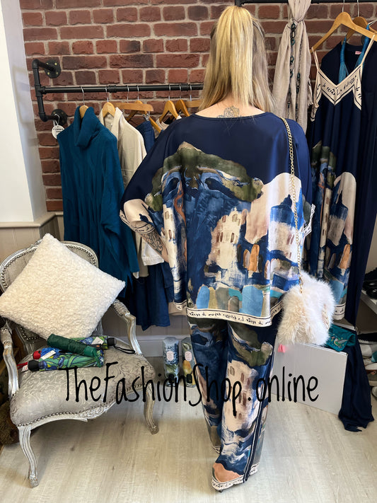 Parisian navy silk mix co-ord 12-16