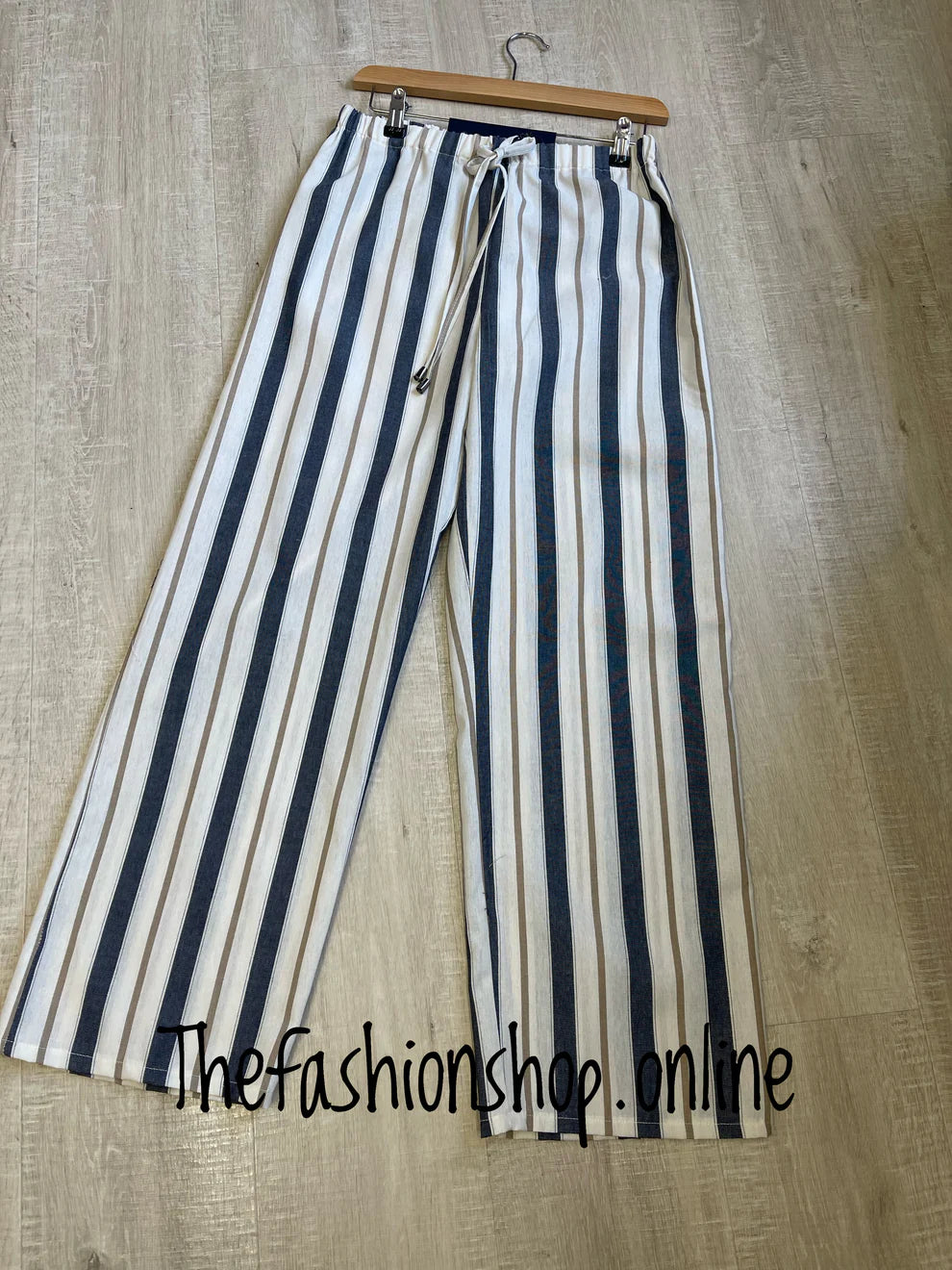 Saloos navy and beige wide leg trousers sizes 12-22