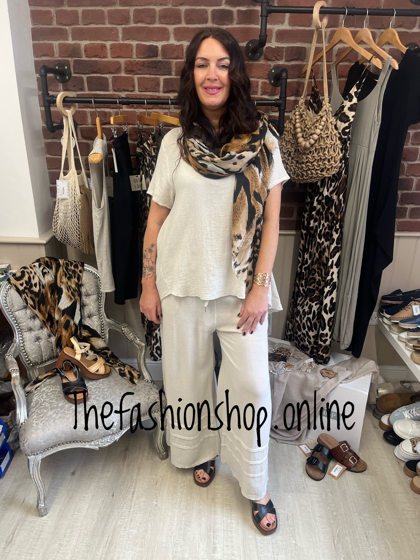 Tanya cream linen mix top 10-16