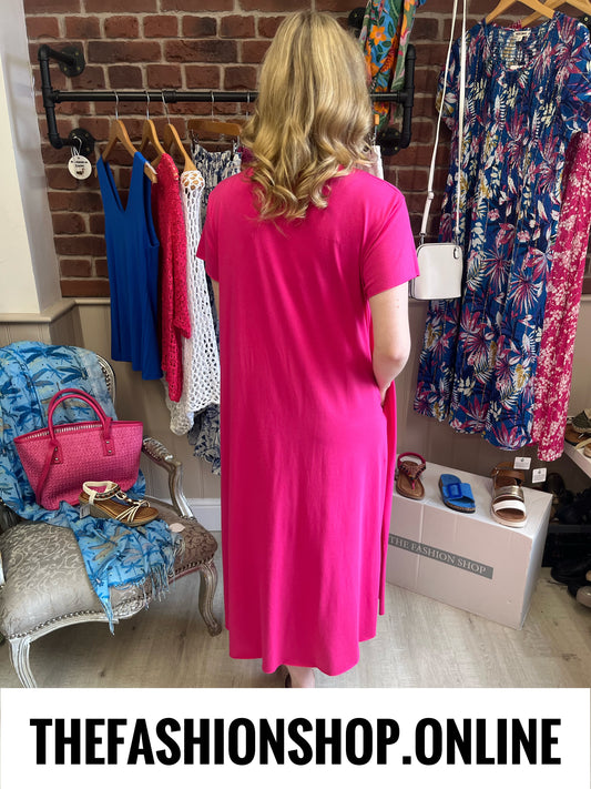 Julieta hot pink dress with side splits 10-16