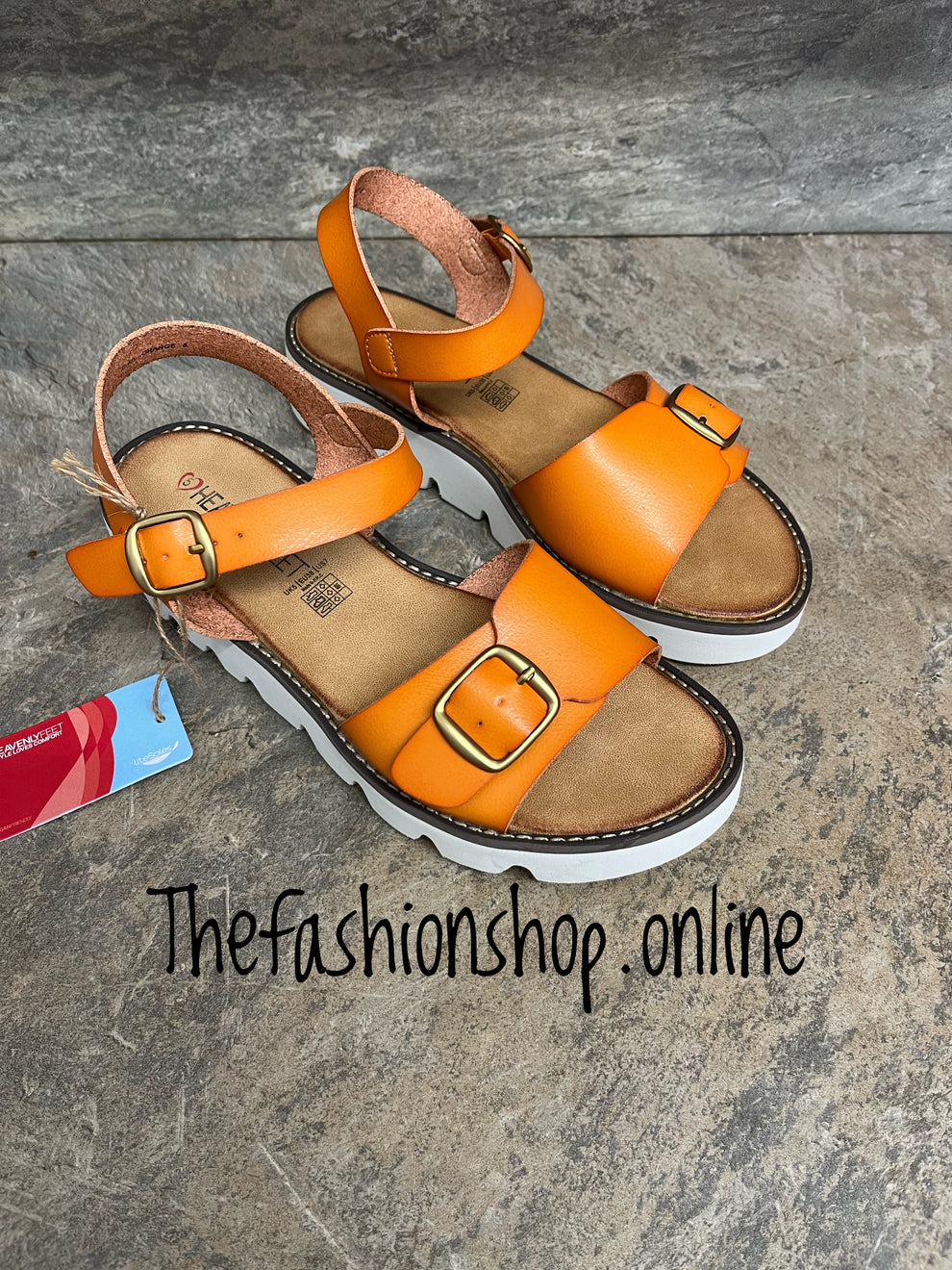 Heavenly Feet orange Trudy sandals sizes 3-8 (36-41)