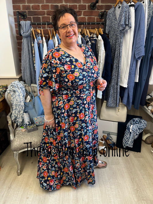 Stella Morgan navy floral print dress sizes 12-18