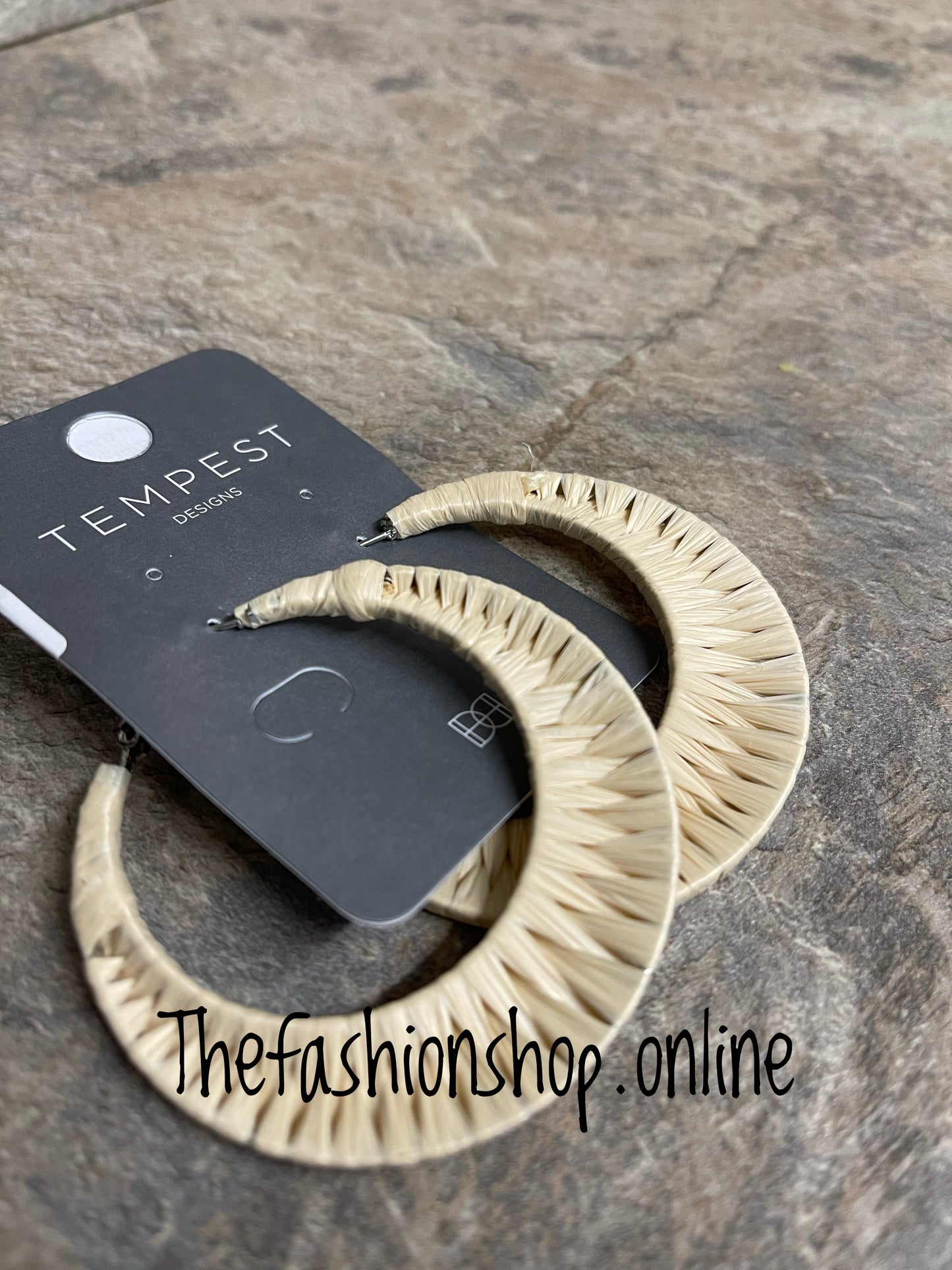 Sarah Tempest threaded rafetta large hoop earrings