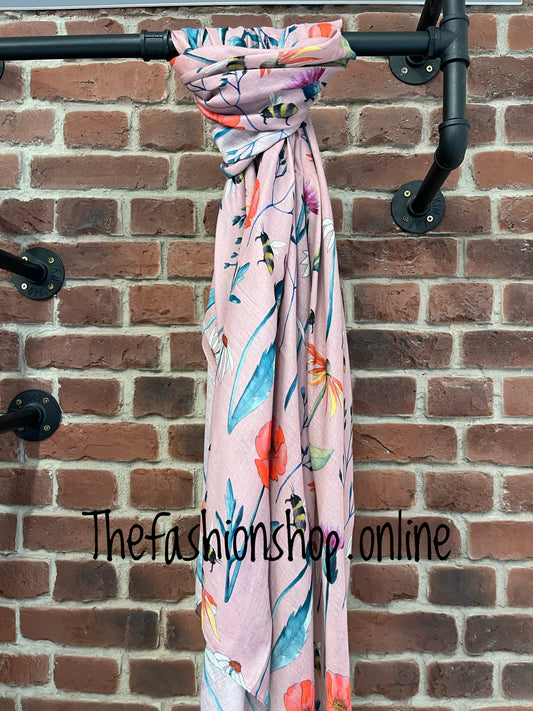 Dusky pink meadow scarf