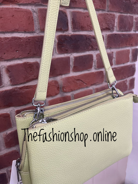 Hannah soft olive triple compartment bag