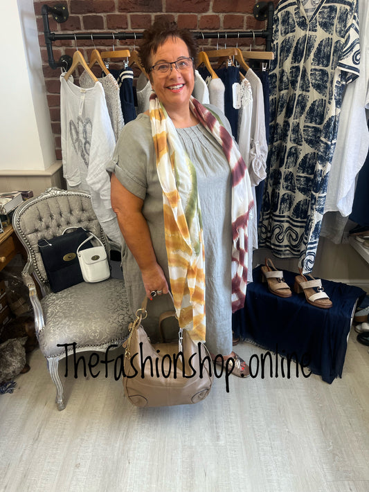 Louisa mocha linen dress 14-20