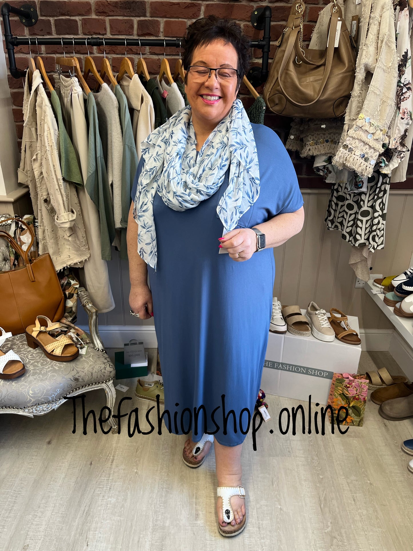 Denim blue midi dress up dress down dress 16-26
