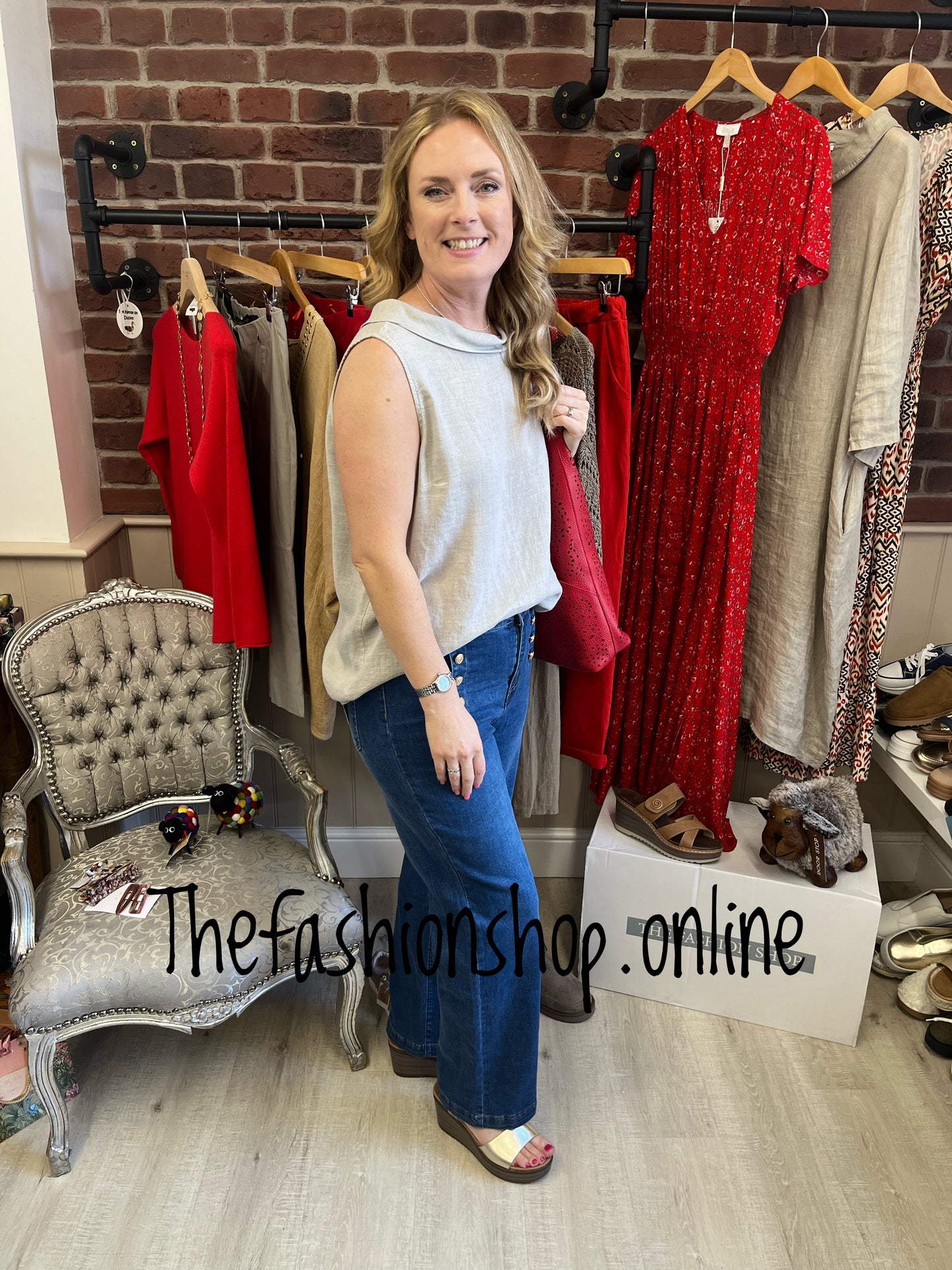 Millie mocha linen mix top 8-14