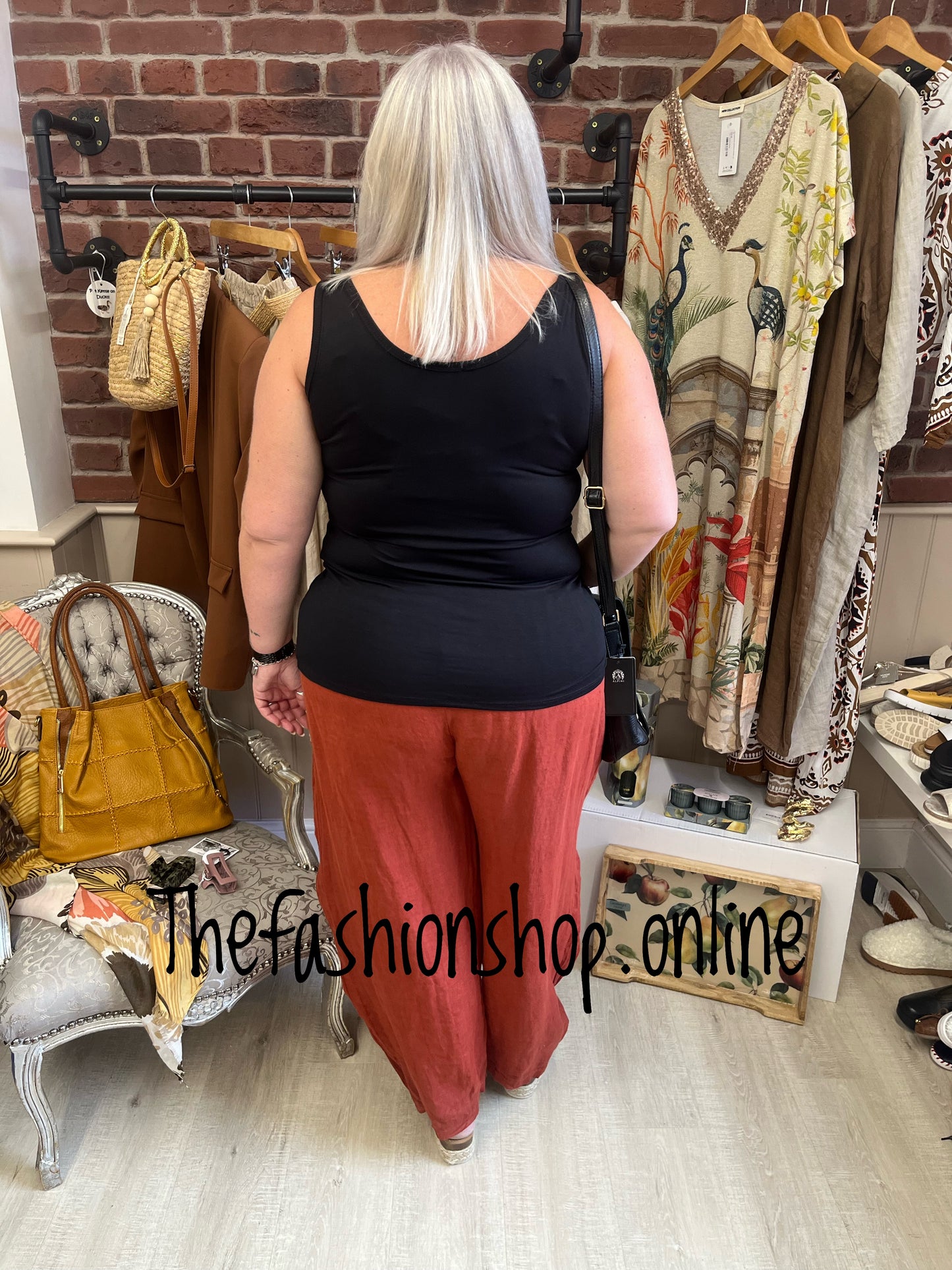 Rust oversize linen trousers 14-24