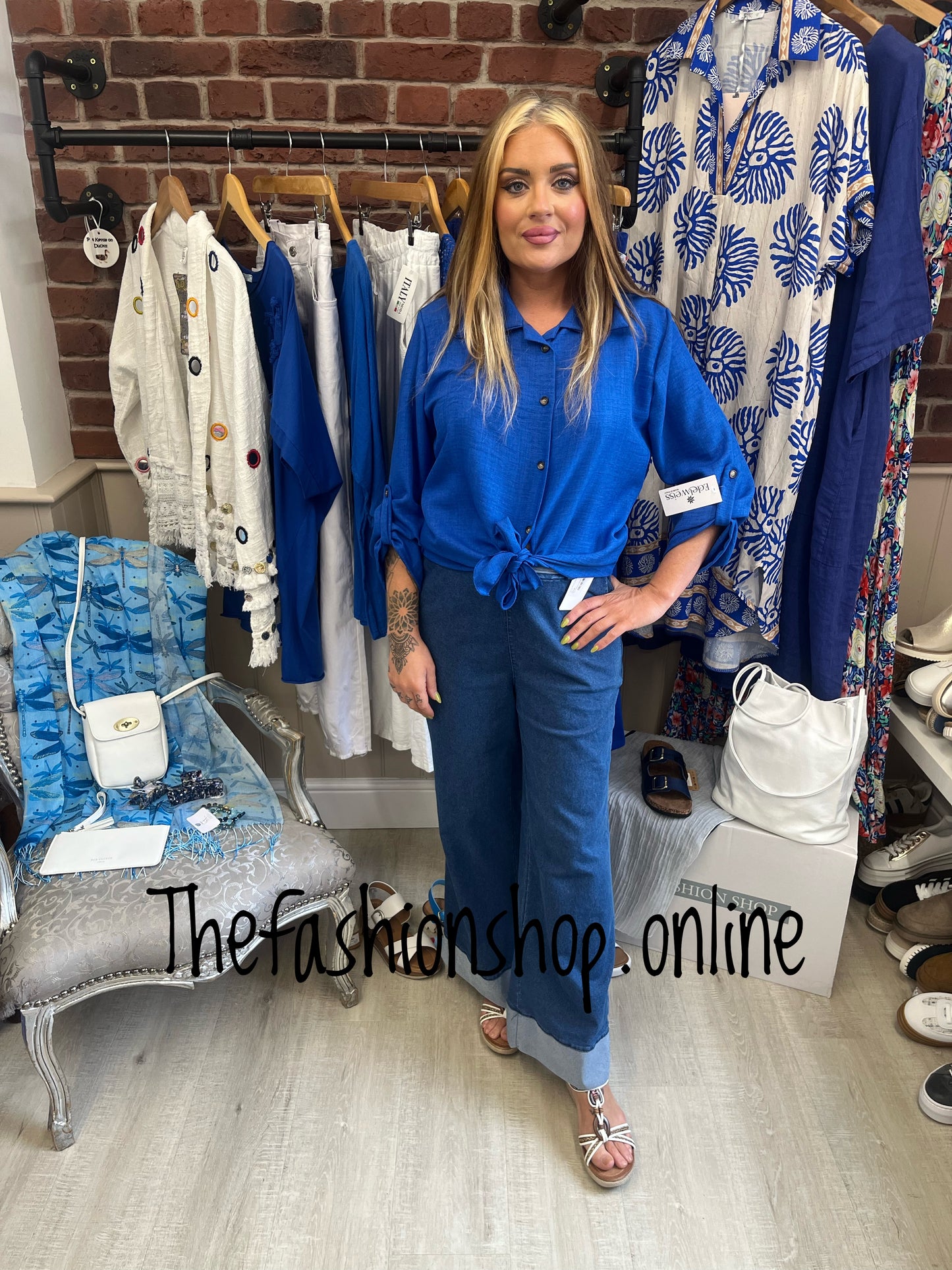 Maeve royal blue tie front shirt 8-14