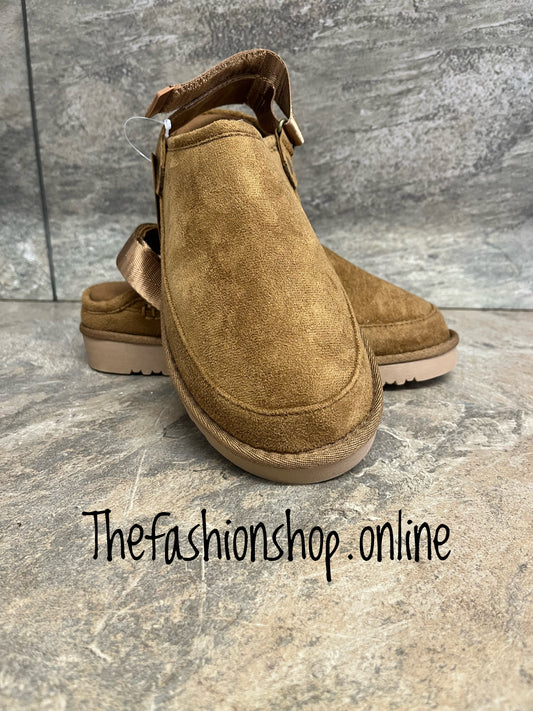 Ella Evie chestnut ankle strap clog mules slippers sizes 4-8