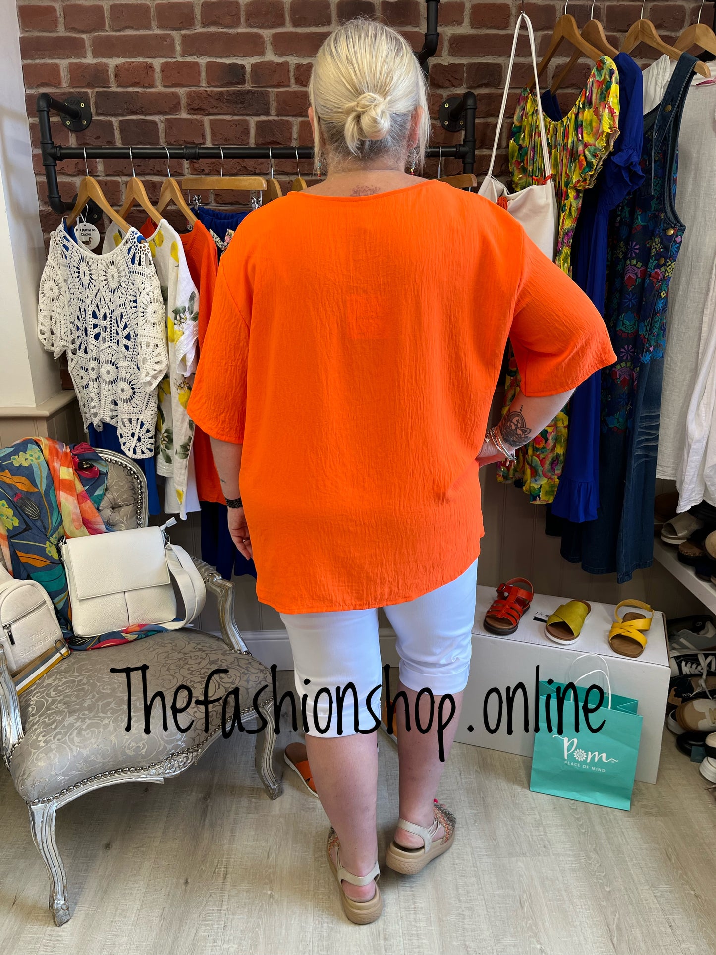 Phoebe orange drawstring top 14-20
